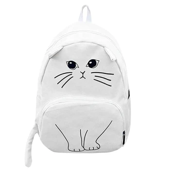 

Lovely Cat Printing Backpack Women Canvas School Backpack For Teenagers Ladies Casual Cute Rucksack Bookbags