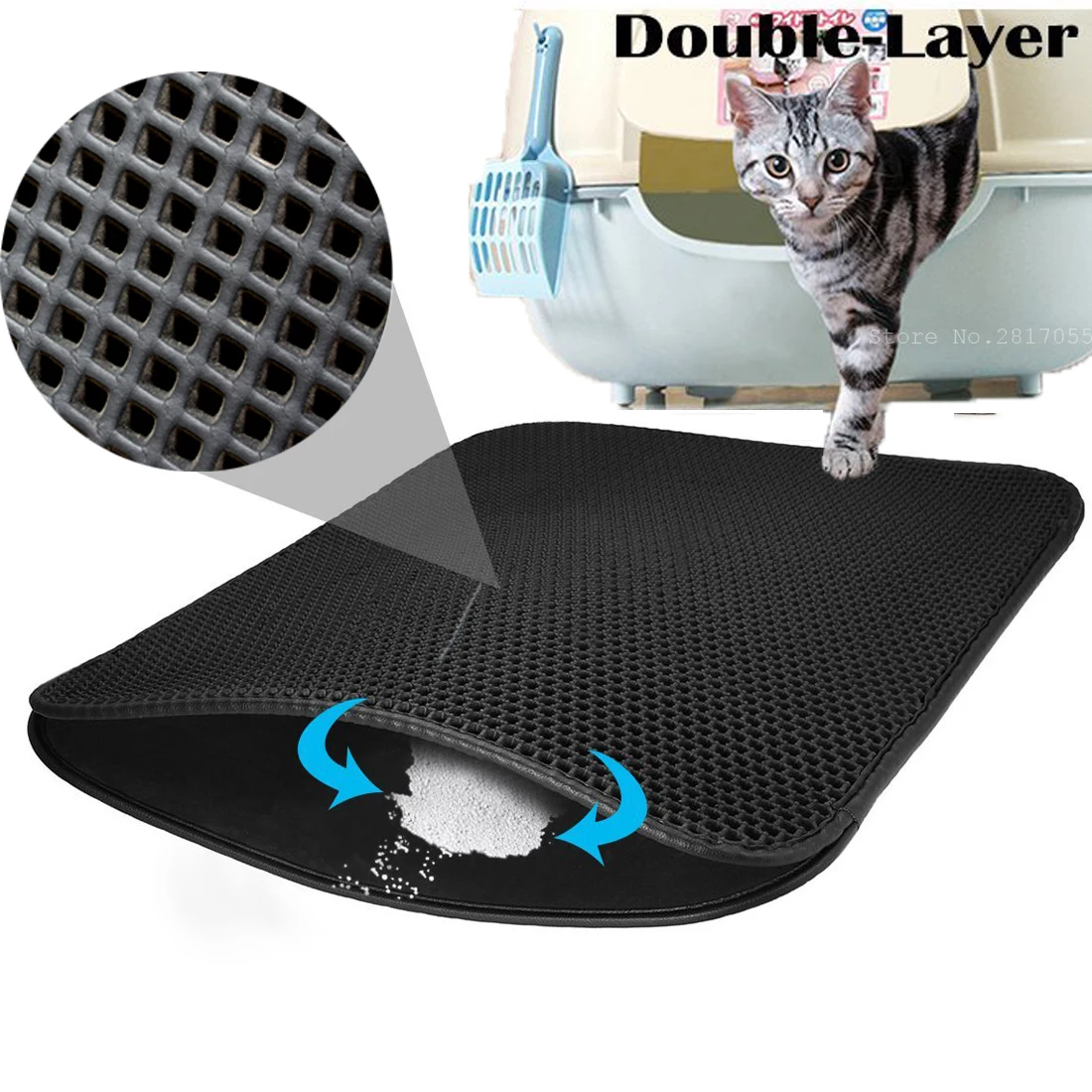 

Folding Cat Litter Trapper Mat Carpet Waterproof Honeycomb Sifting Pad Protect Floor Carpet Double layer EVA Foam Trash Pad
