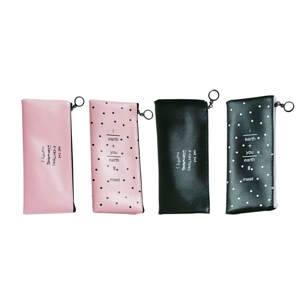 4pcs Pencil Case Letters Pattern PU Leather Pen Bag Organizer Pouch for Students Kids Children Adults | Дом и сад