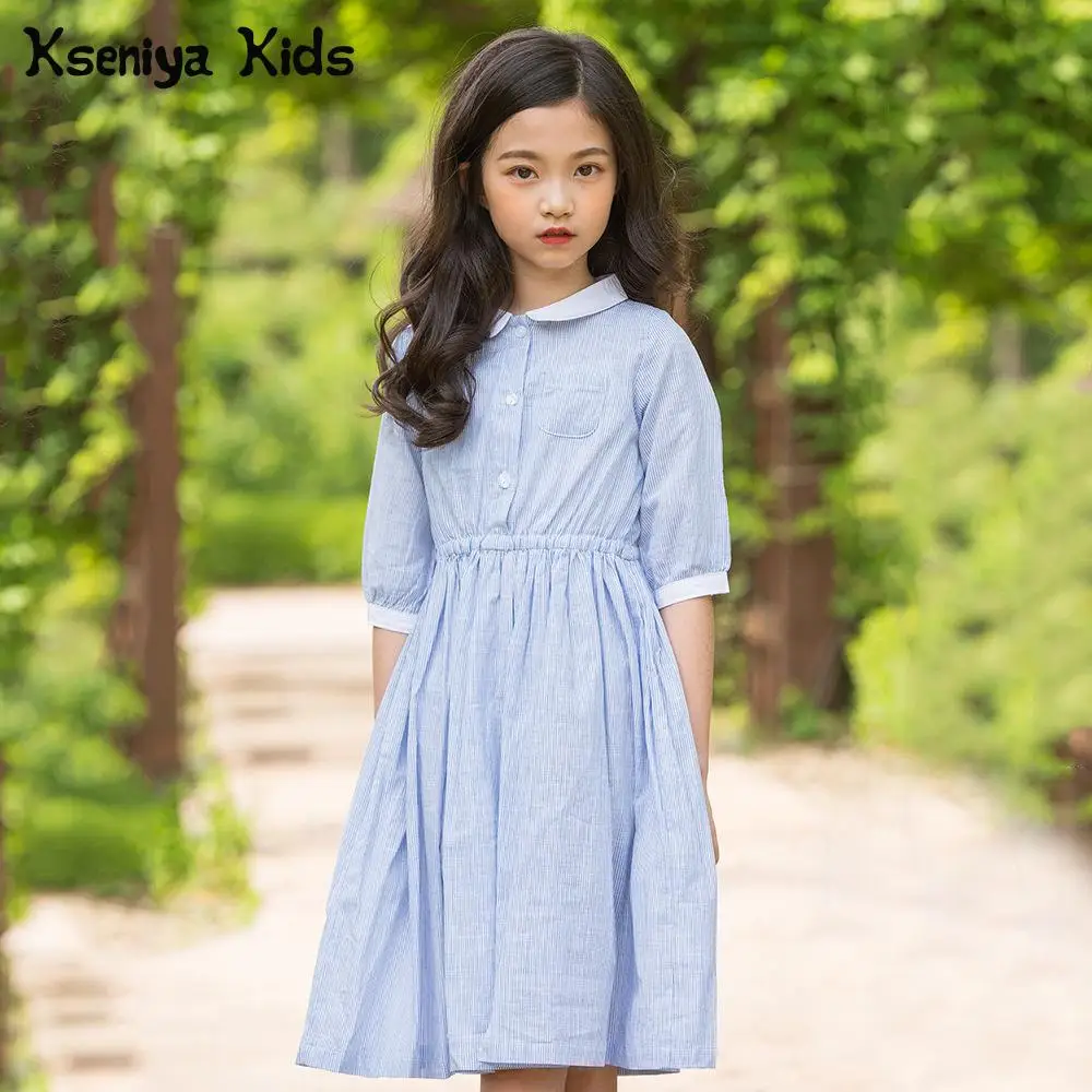 

Kseniya Kids Dresses For Girls Party Dresses Summer Autumn Striped Cotton Girls Graduation Dress Princess Girl Age 10 12 13