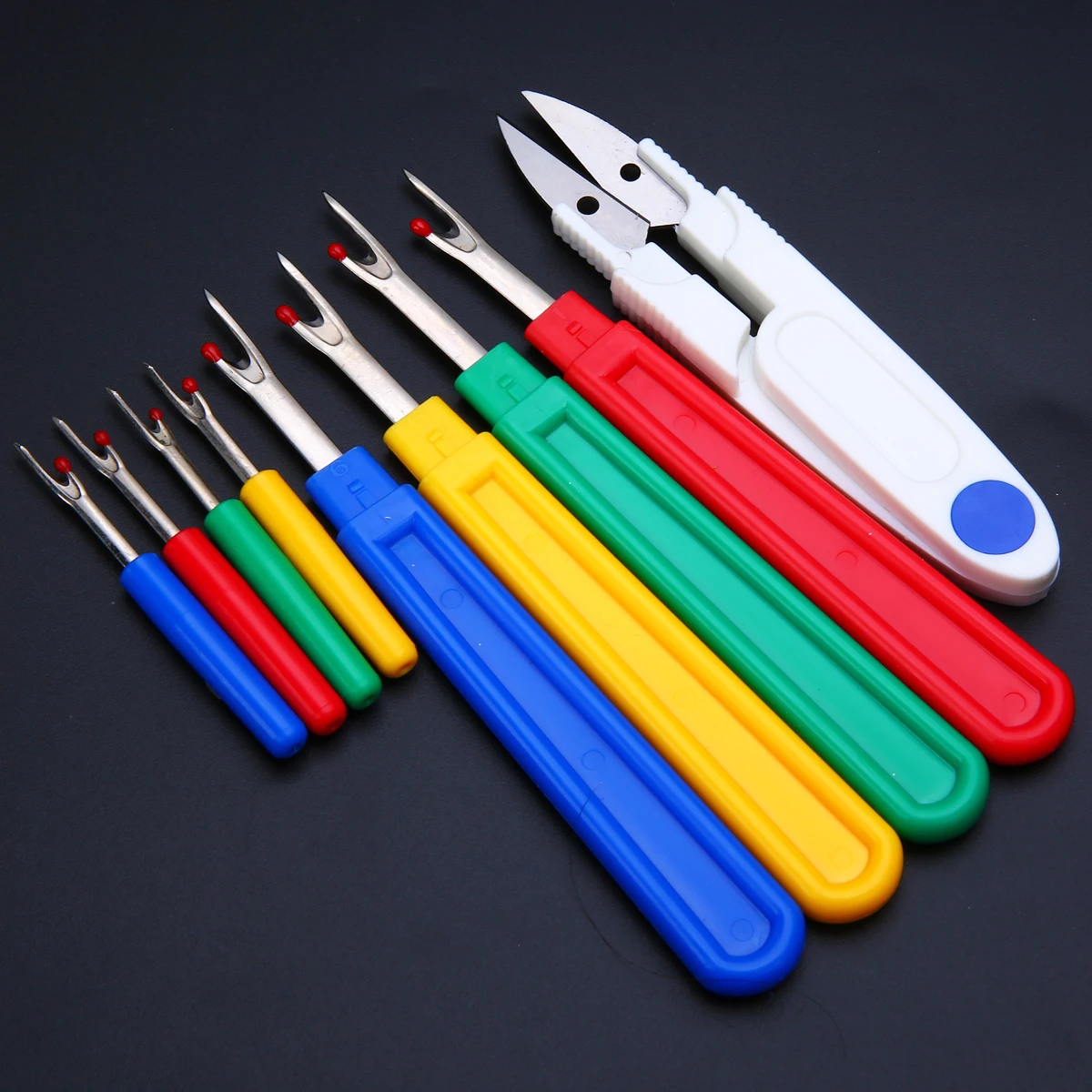 

9pcs/set Small/Large Seam Ripper Stitch Unpicker Sewing Tool with Thread Cutter Plastic Handle DIY Craft Tool Accessories
