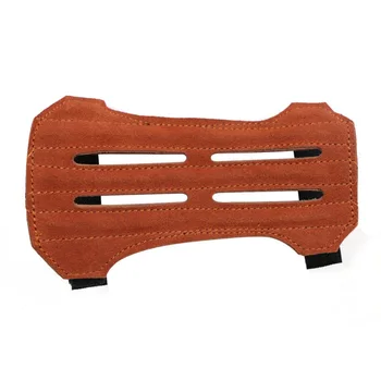 

Lightweight Hunting Shooting Accessories Suede Leather Arm Guard 2 Straps + Three Finger Protective Gloves
