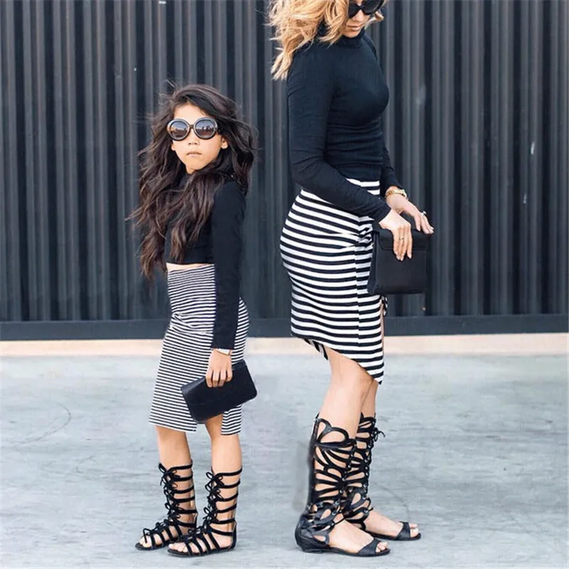 black t shirt and skirt