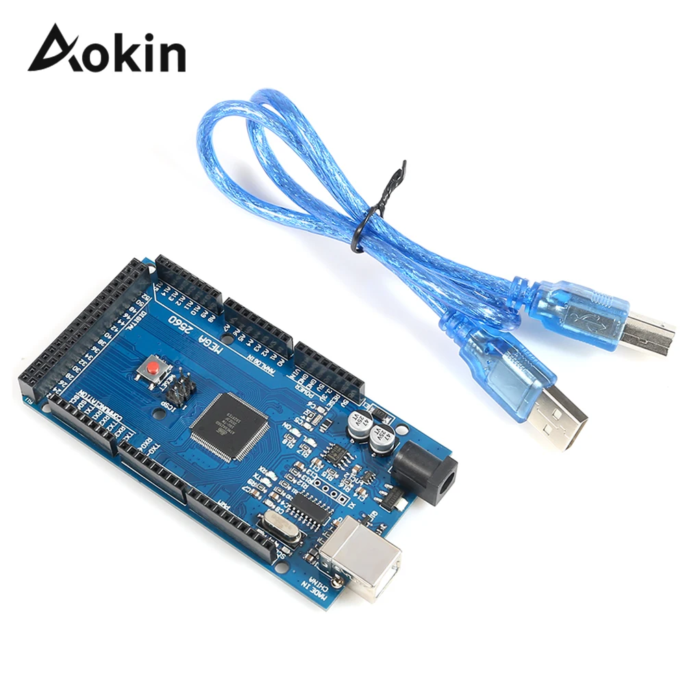 Мега 2560 R3 Mega2560 REV3 для Arduino MEGA2560 R3(ATmega2560-16AU CH340 CH340G) доска с USB кабель совместим |