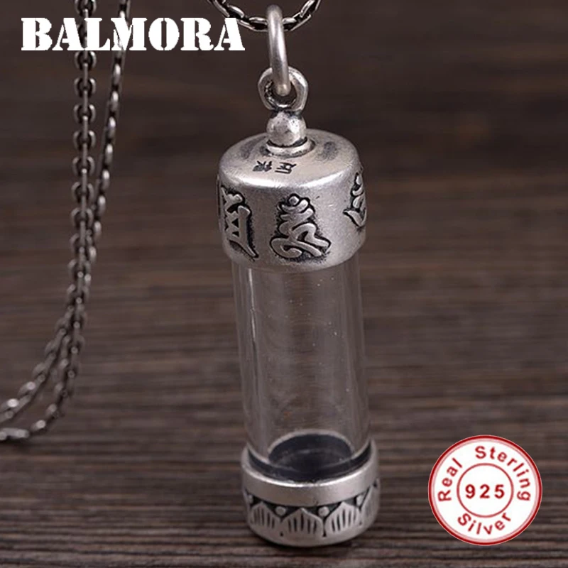 

BALMORA 990 Pure Silver Six Words' Sutra Acrylic Pendants for Women Wen Lover Retro Fashion Jewelry Without a Chain SY13271