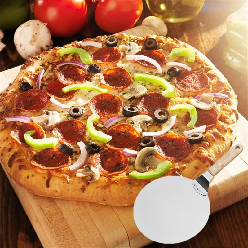 Newly Stainless Steel Pizza Peel Shovel with Wooden Handle Cake Shovel Baking Tools Cheese Pizza Shovel tool