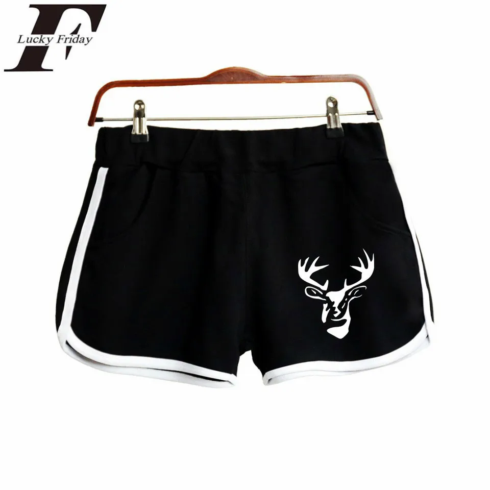 

LUCKYFRIDAYF 2018 Hot Sale Christmas Print Waist Shorts Women Casual Cool Loose Cotton Shorts for Women Male Fashion Shorts