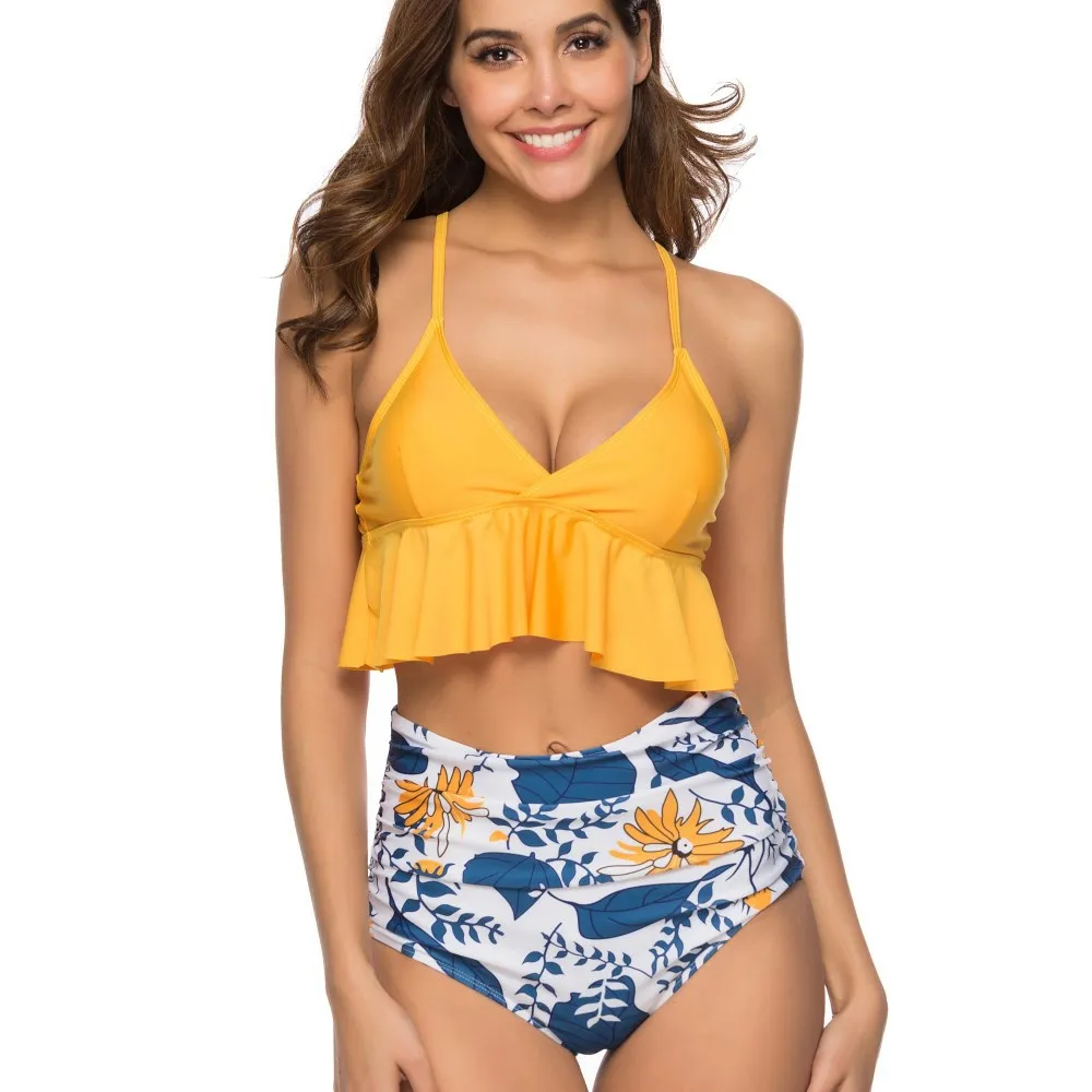 

2019 Push Up Bikini Set High Waist Swimsuit Female Separate Swimwear Women Bathing Suit Plus Size Bikinis Swimsuits XXL Beach