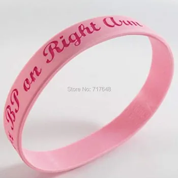 

100pcs Breast Cancer No Needle or Blood Pressure on RIGHT Arm Awareness wristband silicone bracelets free shipping by epacket A