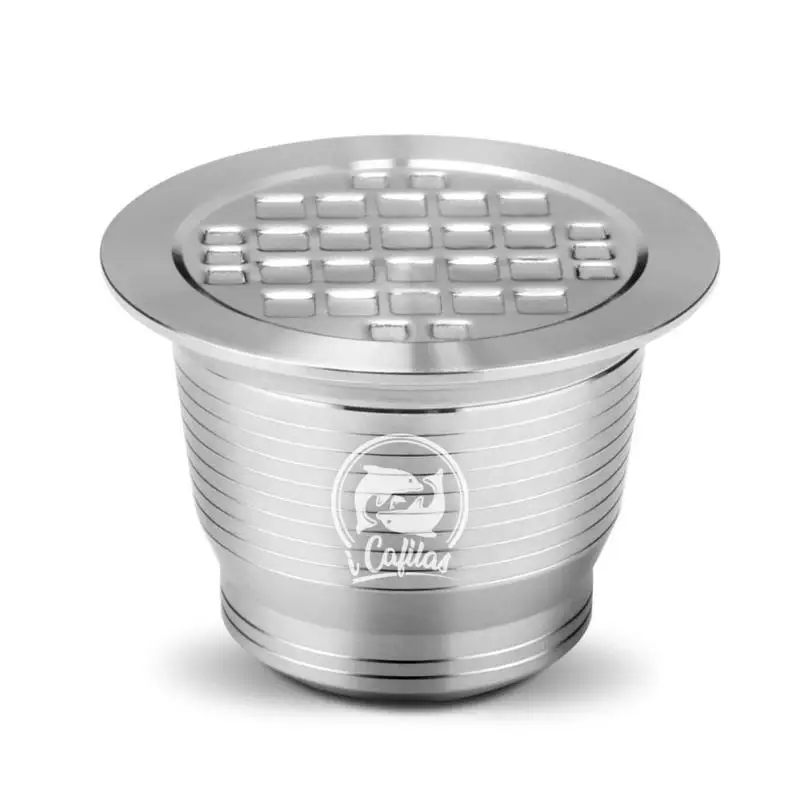 

ICafilas Refillable Reusable Coffee Filter Stainless Steel Coffee Square Hole Shell Capsule Nespresso Coffee Maker Filter Set
