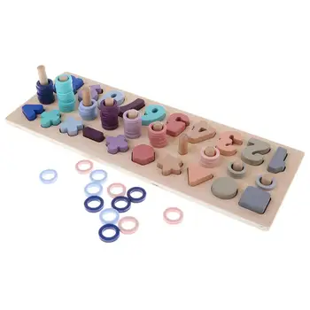 

Wooden Logarithmic Board Number Geometric Blocks Matching Sorting Puzzle Game Mathematical Educational Toys for Children Kids