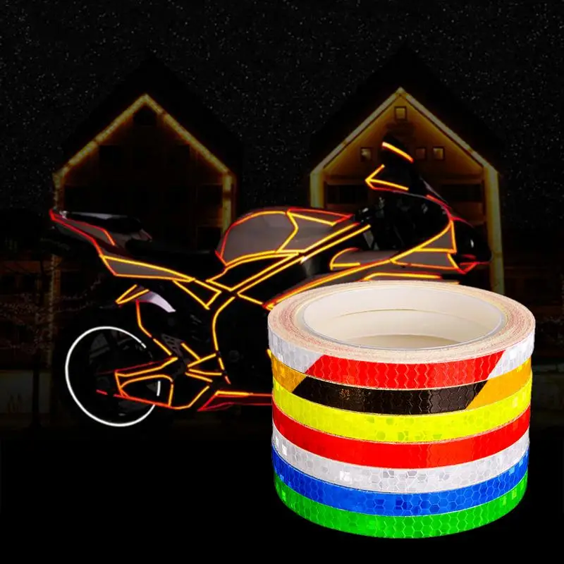 1 cm * 8 m pegatina reflectante fluorescente motocicleta bicicleta de montaña advertencia Reflector seguridad rueda de seguridad cinta adhesiva