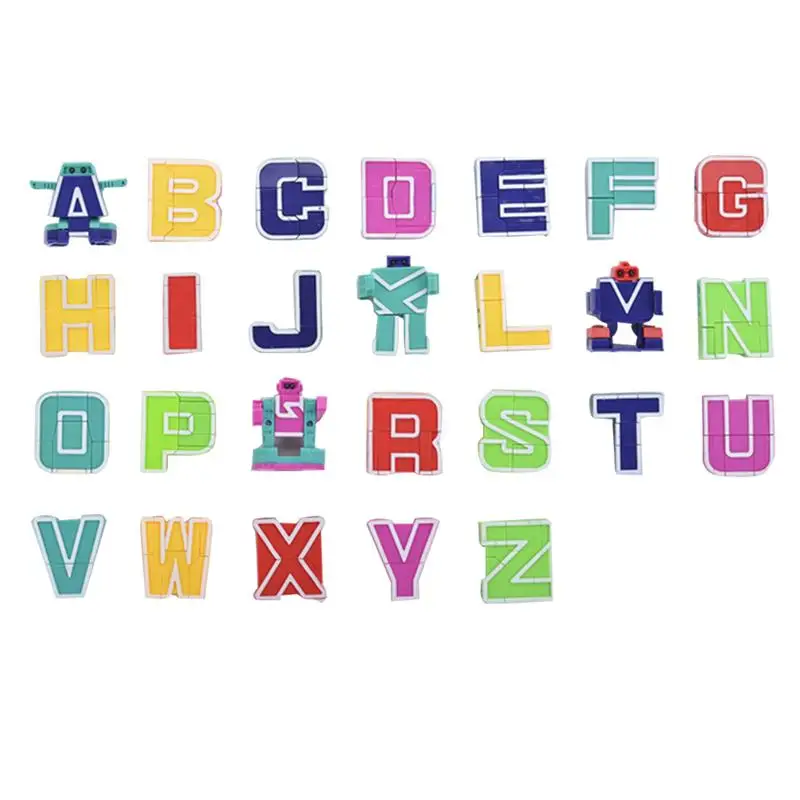 

1 Set Alphabet Robot Toys Educational Wooden 26-English Alphabet Deformation Toy Set Robot Toy for Children Toddlers Kids