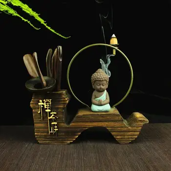 

Small Buddha Ceramic Backflow Incense Burner Smoke Waterfall Stick Incense Holder Decor Buddha Traditional Chinese Incense Craft