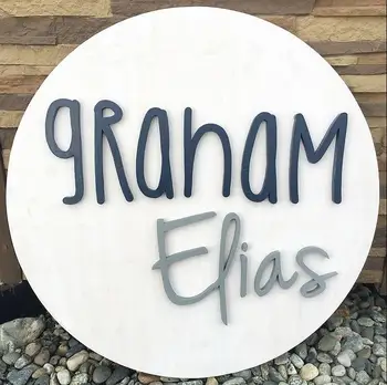 

30" Round Custom Wood Sign, Name Sign, Nursery Decor, Personalized Name Sign, Wood Decor, Wall Decor, Round Wood Sign