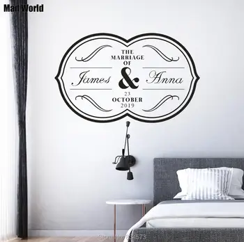 

Personalised Custom Name The marriage of wedding date Wall Art Sticker Wall Decals Home Decoration Removable Decor Wall Stickers
