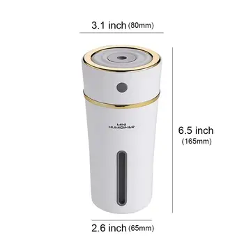 

Rechargeable 300Ml Usb Mini Humidifier With Battery, Cute Cup Style Cool Mist Ultrasonic Air Humidifier With Night Lights For