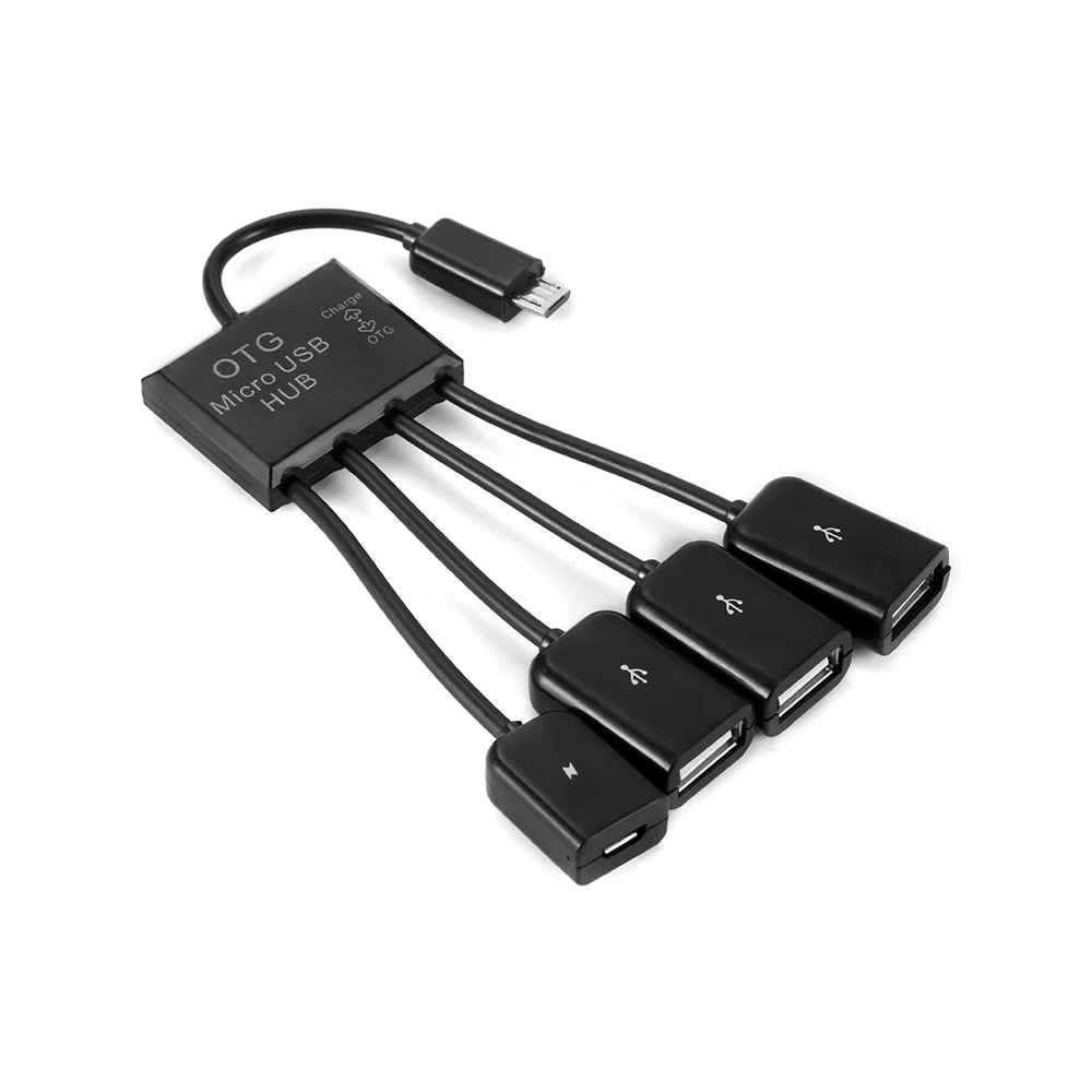 4 In1 Multi Function Dual Micro USB Host OTG Hub Adapter Cable Male To
