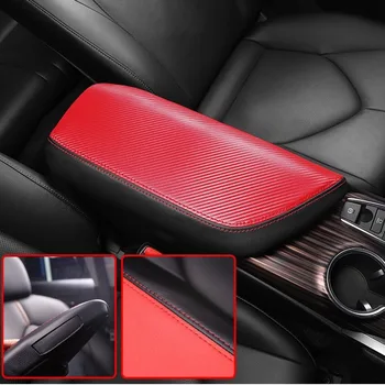 

1x Red Color Leather Center Armrest Surface Case Cover For Toyota Camry 2018 Storage Protection Cushion Car Interior Accessories