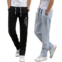 Autumn New Men Pant Cotton Solid Mid Waist Drawstring Sweatpants Elasticityl font b Slim b font