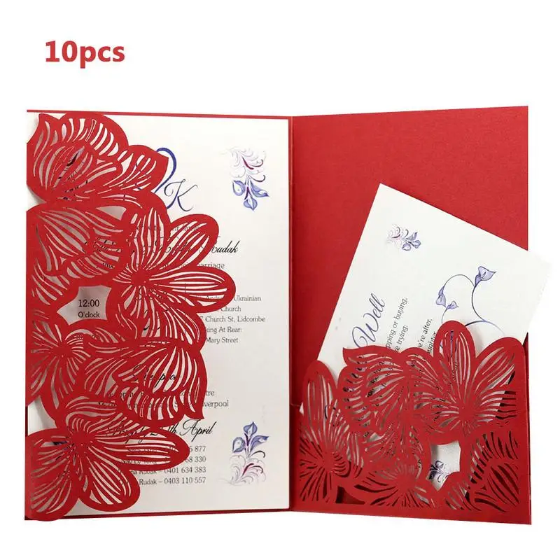 

10PCs Hollow Pocket-Type Invitation Card High-End Business Meeting Invitation Letter Wedding Invitations Card 2019 Hot Sale