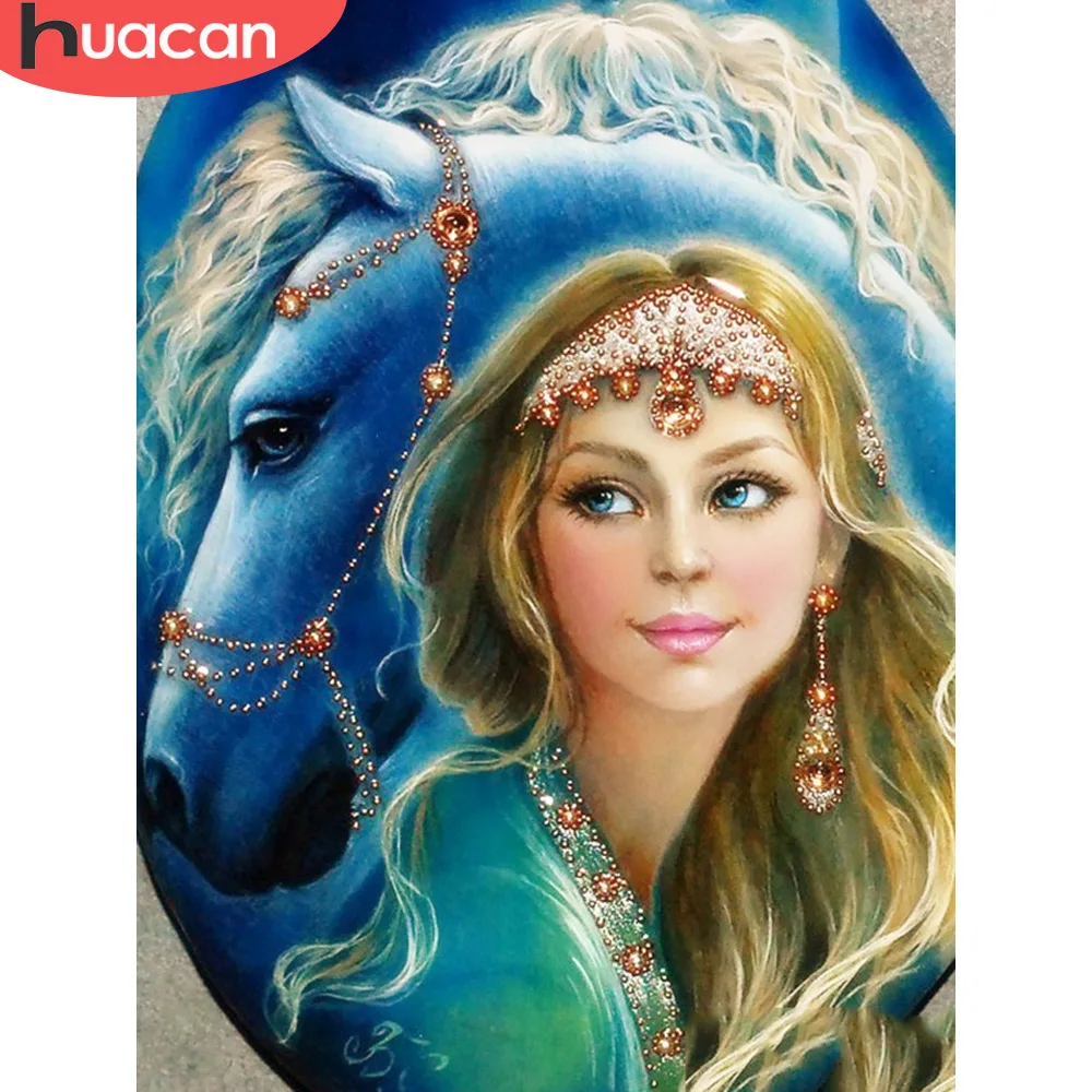 

HUACAN DIY Diamond Painting Beautiful Girl Full Square Diamond Embroidery Cross Stitch Mosaic Rhinestone Home Decoration Gift