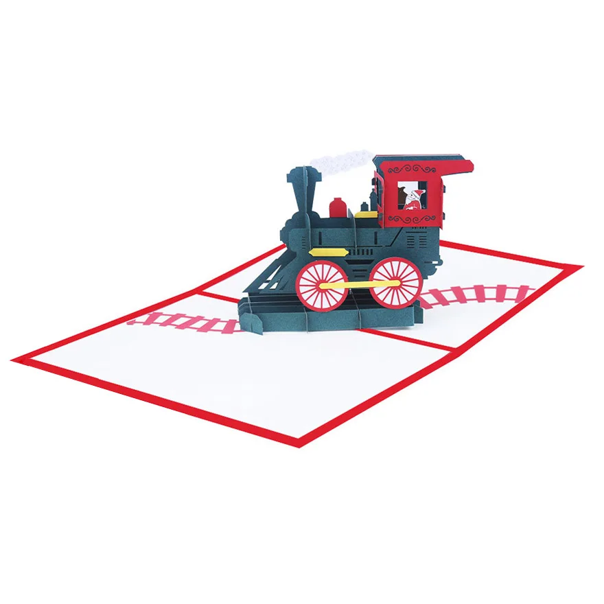 New-Santa Train Pop Up Card 3D Christmas Holiday | Канцтовары для офиса и дома
