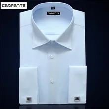 CARFANTE мужская деловая рубашка брендовая с длинными рукавами саржа французская запонка MCXW12001 XS-4XL