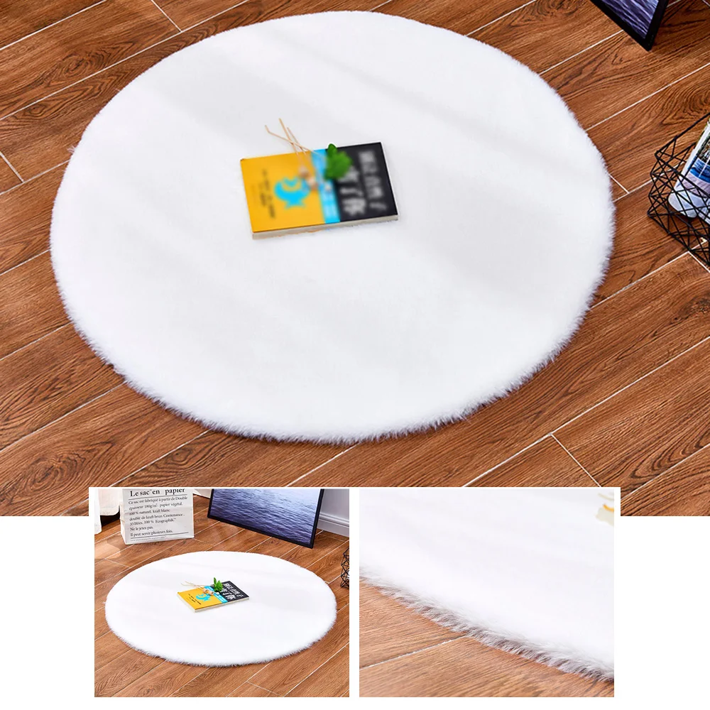 Ультра мягкий круглый декоративный коврик искусственный кроличий коврик для волос нескользящий коврик для пола домашний декор для гостиной спальни балкона
