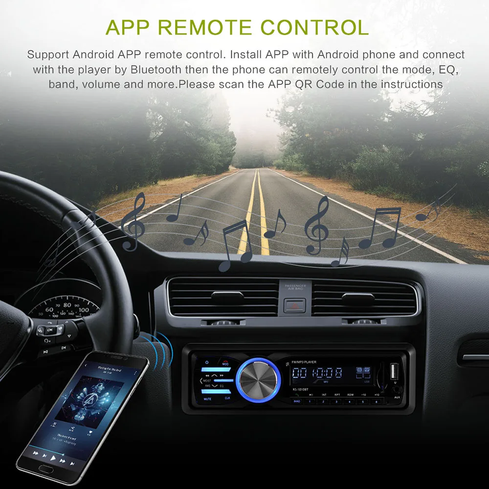 Onever Автомобильный MP3 плеер Bluetooth Авто Радио 60 Вт * 4 Поддержка громкой связи USB/SD/AUX/FM