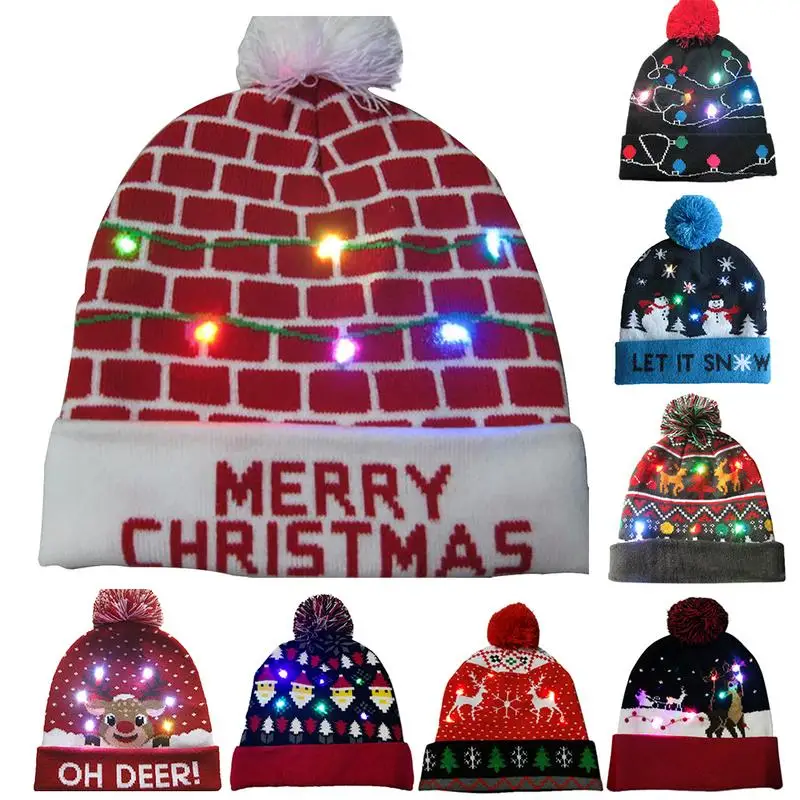 2018 Novelty LED Light up Knitted Beanies Hat Party Decoration Xmas