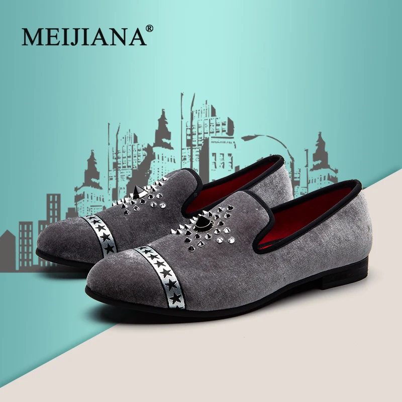 Meijiana Dos Moda Quente Handmade Sapatos Marca Luxuosos Apartamentos Vestem De Casamento Mocassins Homens Clássicos Se cinza Perfuração Preto 4qBr4Zx