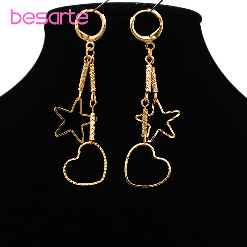 Gold Heart Star Long Earrings for Women Hart Oorbellen Kolczyki Boucle  D'oreille Coeur Aretes Largos Orecchini Cuore Kupe E3306|Drop Earrings| -  AliExpress