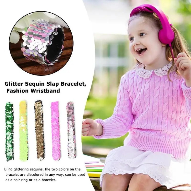 

Glitter Sequin Slap Bracelet Fashion Wristband Headband Kids Favors Gift