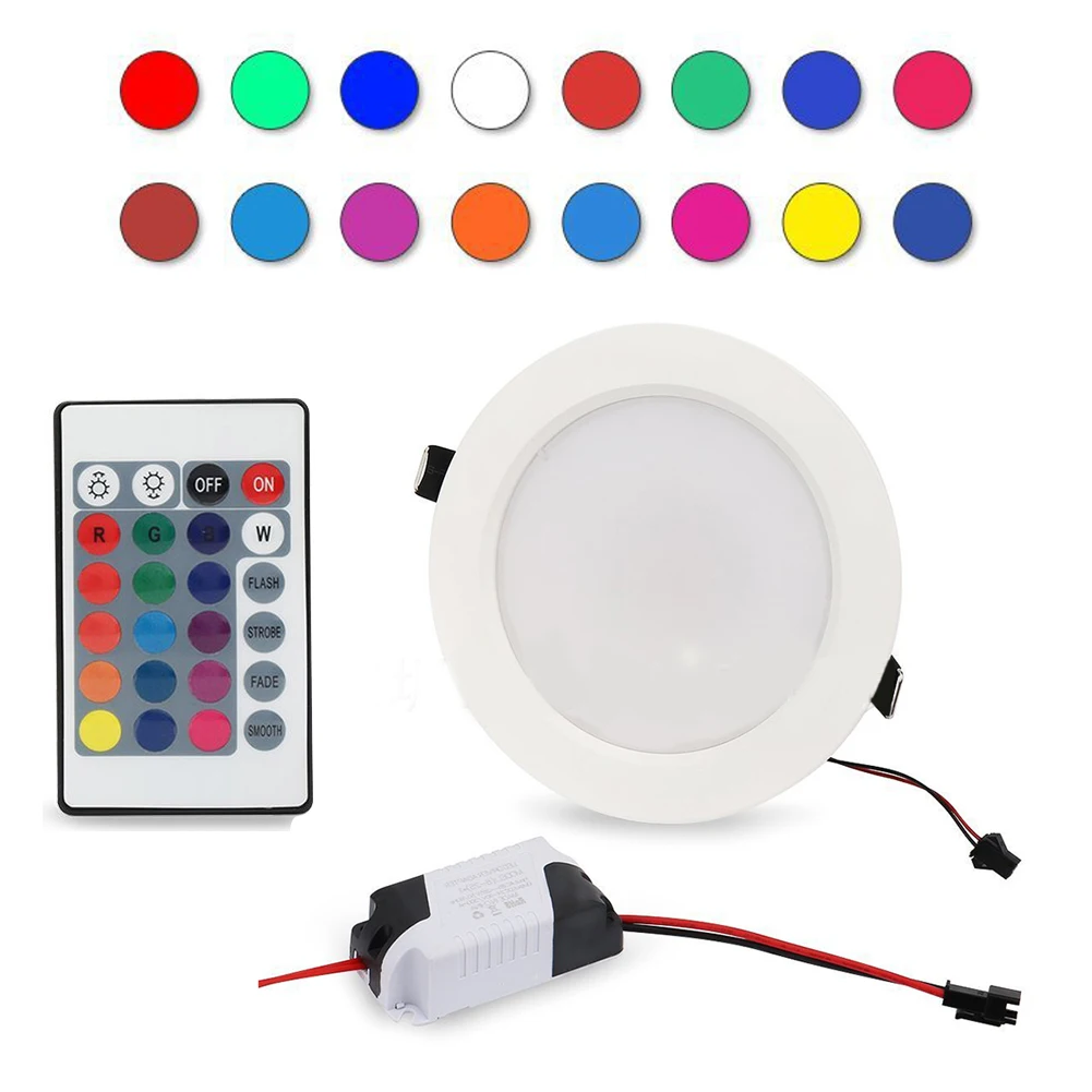 

3W 5W 10W Recessed Round Lamp Panel Remote Control Fixture Ceiling Light Bedroom RGB LED Slim Spotlight Down Bulb Dimmable