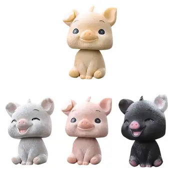 

Car Interior Decoration Innovative Solar Powered Piggy Modeling Shaking Head Doll 4 Colors Resin Material Non-stick Ash Durable