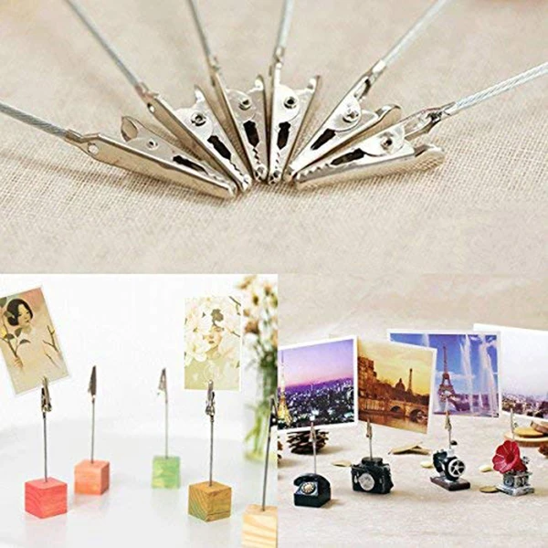 

Silver Tone Metal Mini Iron Clip Set Of 50 Wire Alligator Clamp long-tailed Alligator Iron Clip Clasp Diy Card Memo Clip Holder