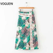 VOGUEIN Женщины; Лето; в стиле бохо пляж цветочные цепи печати ассиметричное миди юбка