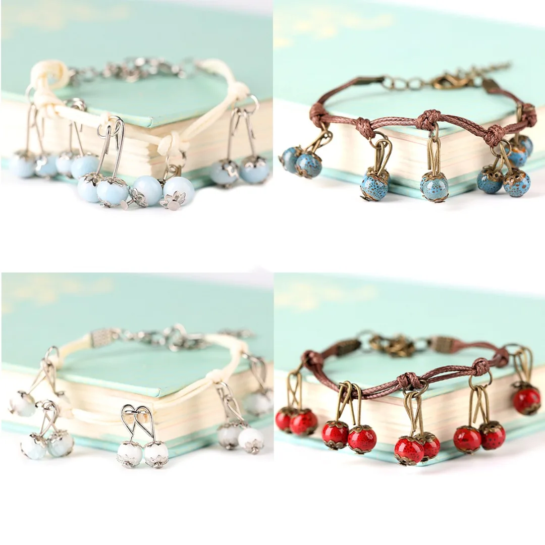 

Cute Vintage Fruit Cherry Bracelet For Women Girl Kids Shellhard Lovely Handmade Ceramic Bangle Boho Jewelry Birthday Gift