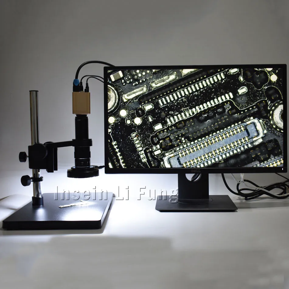 

HD 1080P HDMI VGA USB Digital Video Microscope Camera+10X-180X Magnification Zoom C-mount Lens+LED Light Source+Large Bracket