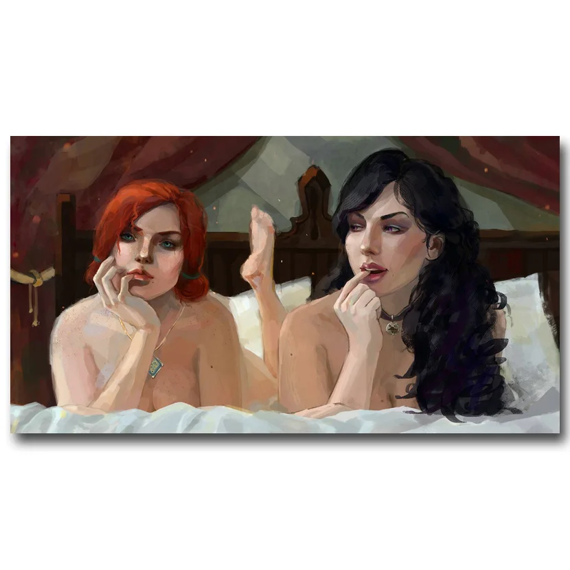 

The Witcher 3 Wild Hunt Art Silk Fabric Poster Huge Print 13x24 inch Game Sexy Cirilla Yennefer Picture for Wall Decor