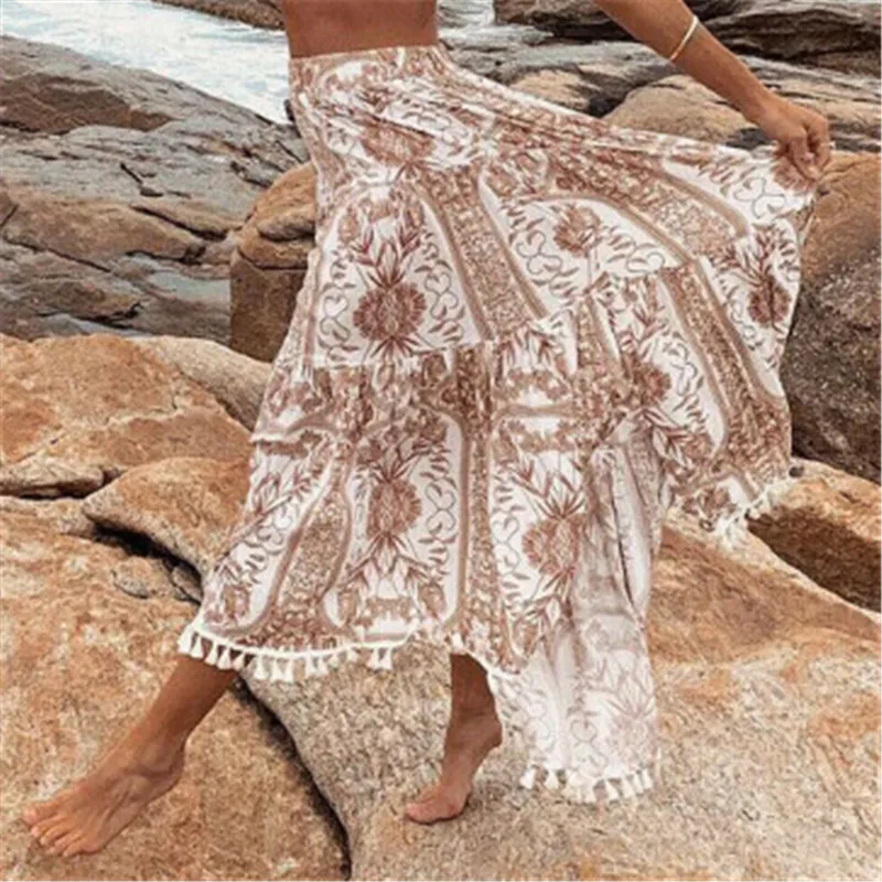 Новая модная женская одежда с высокой талией, геометрические повседневные летние пляжные юбки из полиэстера