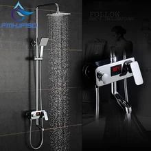 Цифровой ЖК-дисплей кран для ванны Интеллектуальный смеситель для душа умный дождь водопад температура смеситель для душа