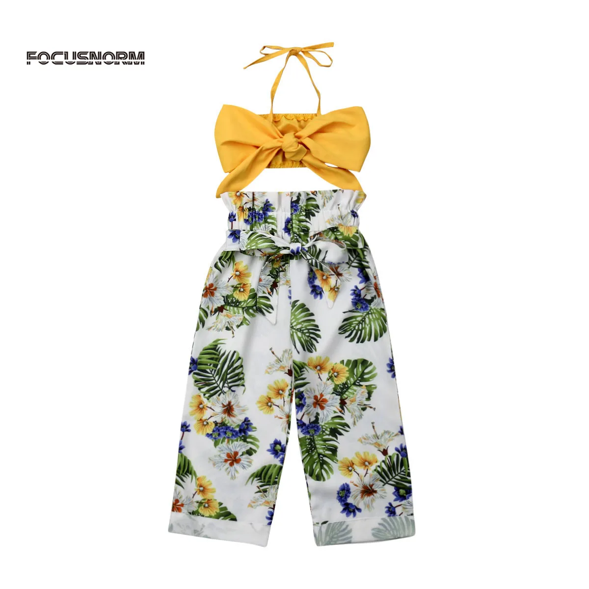 

2-5Y Summer Toddler Kids Baby Girls Cute Outfits Clothes Sleeveless Crop Tops +Floral Long Pants Summer Sets