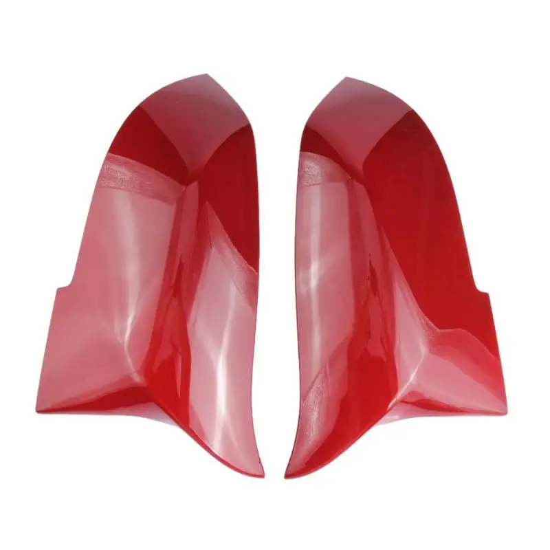 Best VODOOL 1Pair Carbon Fiber Door Wing Mirror Cover Gloss Black Red Caps for BMW F01 F06 F10 F11 F12 F13 Car Styling Exterior Parts