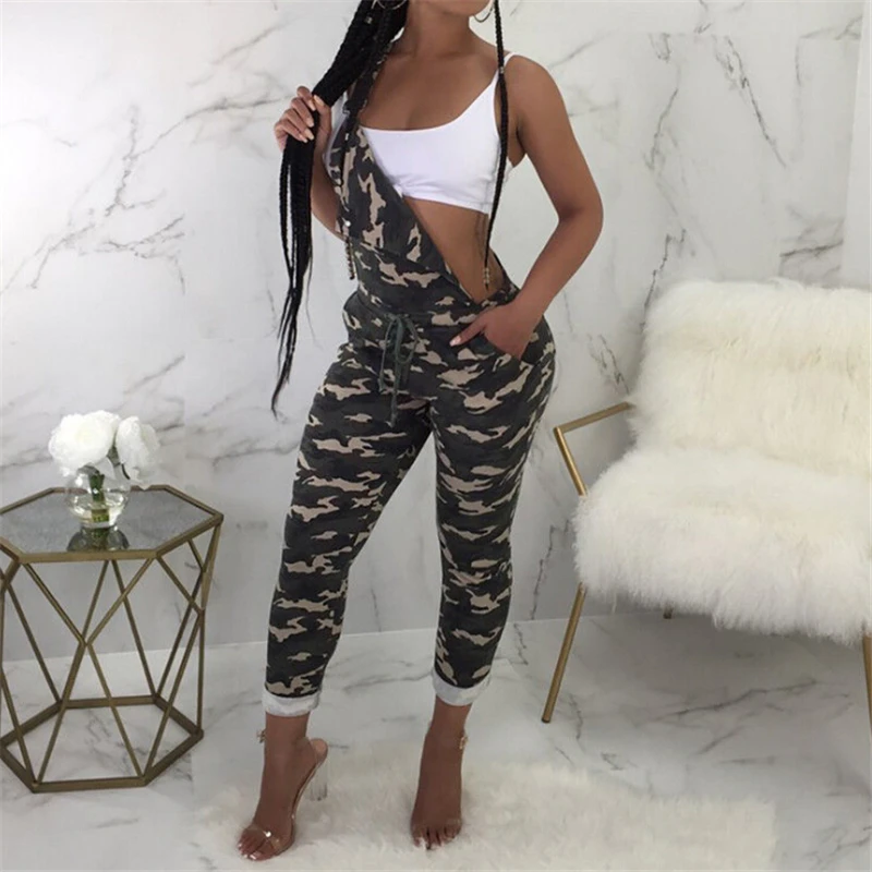 Women Jumpsuit Camouflage Romper Lace Up Ladies Jumpsuits Womens Playsuit Long Trousers Female Rompers Clubwear Party Clothing | Женская