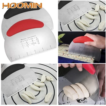 

HOOMIN Pastry Tool With Measurement Baking Tool Spatula Bread Knife with Scale Stainless Steel Dough Cutter Scraper