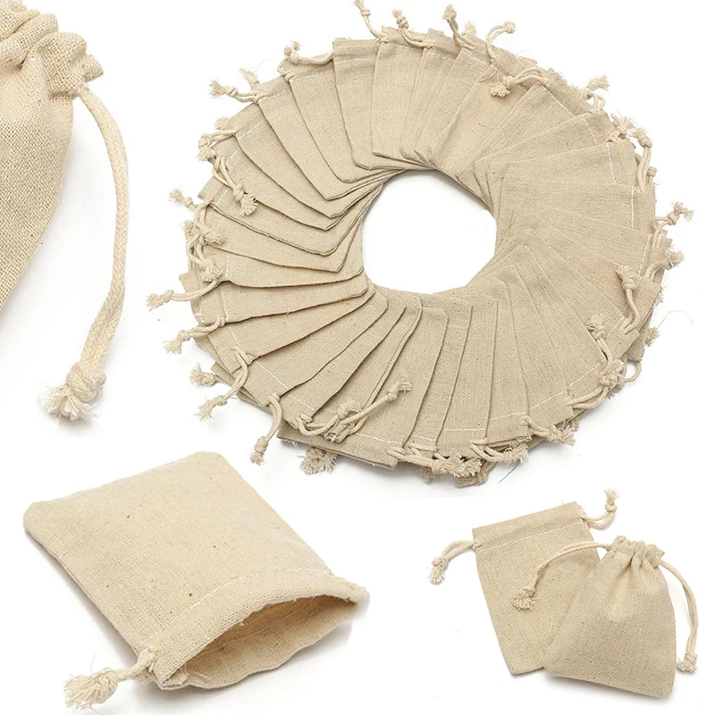 30 шт. 10*8 см Натуральная льняная Джутовая сумка для ювелирных изделий конфетная сумка для украшения еды сумка для хранения на шнурке
