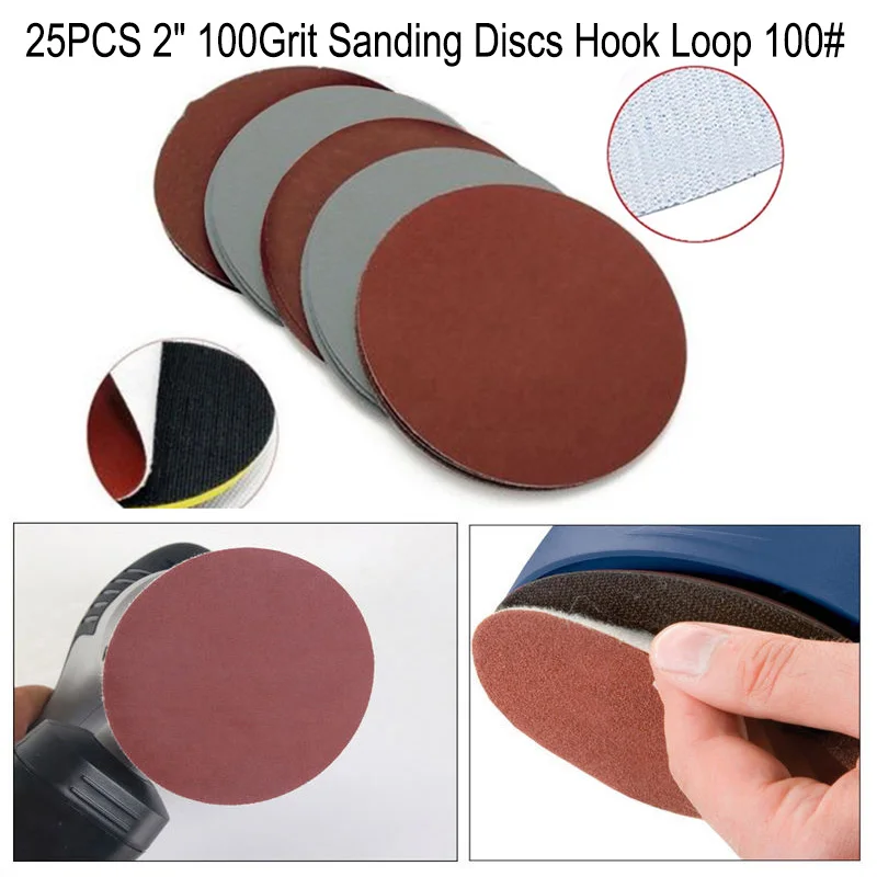 25 шт. 2 дюймов 50 мм 100 Грит 100 # шлифовальные диски Hook & Loop абразивные бумажная наждачная бумага