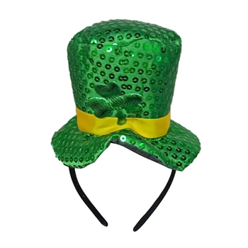 

1PC Mini Green Clover Sequin Portable Hair Hoop Headband Hair Clasp for Women Girl Party Supplies St Patricks Day Lady
